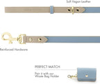 NINA WOOF Leather Dog Leash - Slim Leash with Reinforced Hardware, European Design, Blue, 4ft