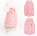 Mihachi Turtleneck Dog Sweater - Winter Coat Apparel Classic Cable Knit Clothes with Leash Hole for Cold Weather, Ideal Gift for Pet in New Year