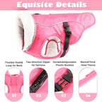 EMUST Dog Coat Winter, Waterproof Pet Snow Jacket for Winter, Adjustable Small/Medium/Large Dog Jackets, Pink, L
