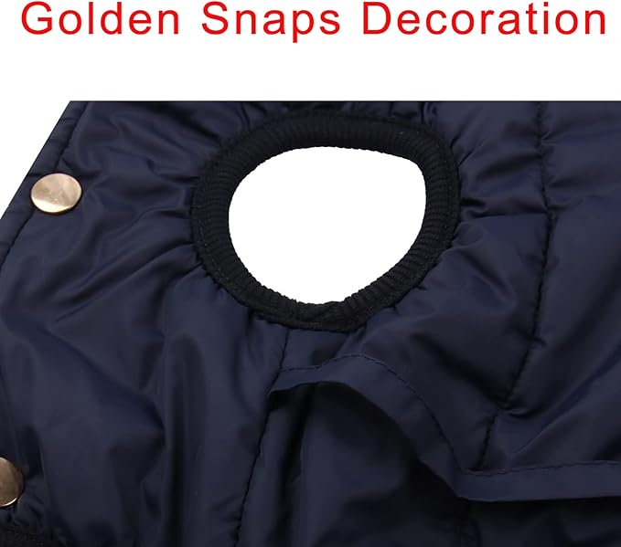 Fleece Lined Warm Dog Jacket for Winter Cold Weather,Soft Windproof Medium Dog Coat,Blue L