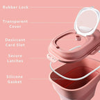 Cereal Rice Food Storage Containers, Collapsible 20 to 50 Lbs Dispenser Bin with Rolling Wheel Airtight Locking Lid, Dog Pet Cat Flour Sugar Plastic Leakproof Sealable Large Kitchen Pantry Holder