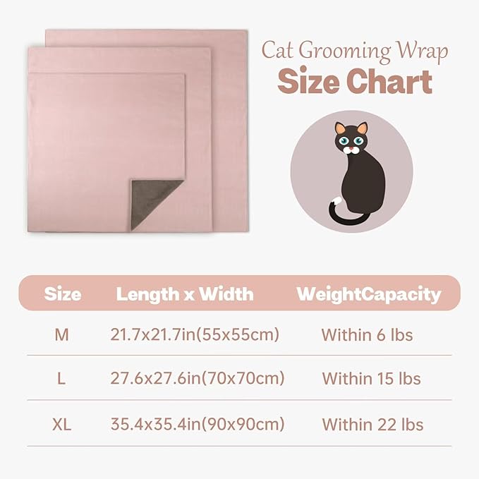 Paw Legend 27.6" Cat Wrap for Grooming Cat Wrap for Cutting Nails Cat Restraint for Nail Clipping Self Adhesive Blanket Restraint Cloth for Cats Within 15lbs