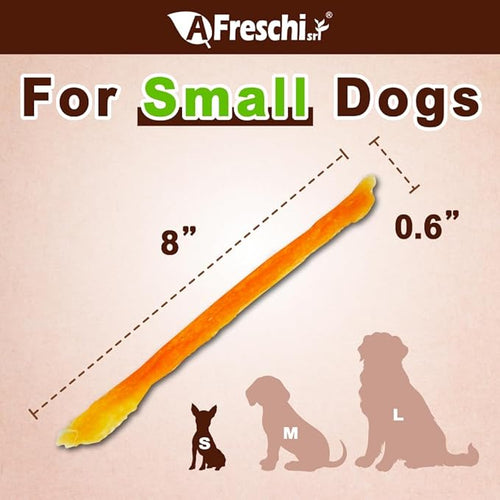 AFreschi Turkey Tendons for Dogs, USA-Sourced, Healthy Dog Treats, Rawhide-Free Puppy Chews, Long Lasting, All Natural, Hypoallergenic Dog Treats for Small Breeds, 3 oz Pack Strips