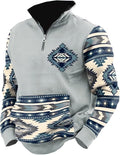 HOTYD Aztec Cowboy Mens Hoodie Vintage Graphic Western Hoodies Casual Long Sleeve 1/4 Zip Pullover Mens Country Jacket