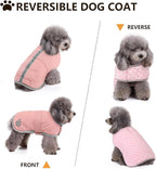 Queenmore Dog Winter Coat, Fleece Puffer Dog Down Vest, Cold Weather Pet Jacket for Dogs, Waterproof Reflective Reversible Dog Sweater Clothes for Small, Medium and Large Dogs (Light Pink, L)