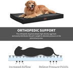 Outdoor Dog Bed for Medium Dogs, Waterproof Dog Crate Mat Orthopedic Egg Crate Foam Pet Bed with Washable Removable Oxford Cover, Black