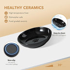 5.7'' Ceramic Wide Whisker Friendly Cat Dishes, Set of 3 Ceramic Cat Bowls, Indoor Kitten Feeding Food& Water Dish to Prevent Whisker Fatigue(3 Pcs, Black)