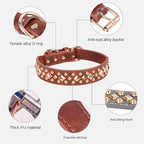 Spiked Dog Collar Soft Pu Leather Mushrooms Rivet Spike Studded Puppy Adjustable Pet Collars for Small Breeds (XS, Grey3)