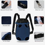 FEimaX Dog Carrier Backpack Pet Legs Out Front Cat Travel Bag, Adjustable Puppy Backpacks Carriers Hands-Free for Small Medium Dogs Cats Hiking Traveling Camping Daily Walking (Medium, Navy)