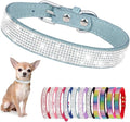 Serijoars Small Dog Collar with Rhinestone Crystal Diamond Colorful Bling Girl Puppy Cat Collars (XS, Light Blue)