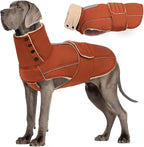 ASENKU Warm Dog Coat, Waterproof Dog Jackets for Large Dogs with Reflective Fleece Vest Turtleneck with Button,Windproof Cold Weather Coats for Small Medium Large Dogs, Red Brown, 4XL