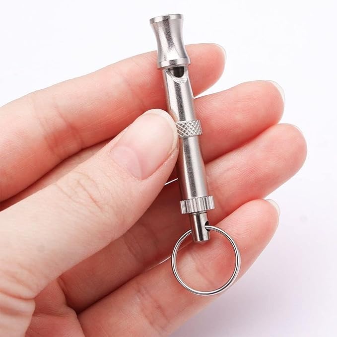 Silver Adjustable Ultrasonic Dog Whistle, Portable Whistle Pet Whistle Supersonic Whistle Dog Whistles for Pet Training, Dog Whistles, Training and Behavior Aids