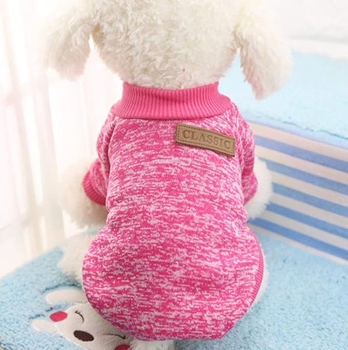 Idepet Pet Dog Classic Knitwear Sweater,Fleece Coat for Small,Medium Dog,Warm Pet Dog Cat Clothes,Soft Puppy Customes (XXL, Rosered)