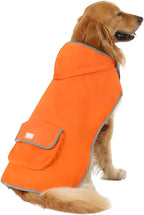 HDE Reversible Dog Raincoat Hooded Slicker Poncho Rain Coat Jacket for Small Medium Large Dogs Camo Orange - L