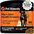 Pet Honesty Hip & Joint Turmeric Health - Joint Supplement for Dogs, Omega-3 Fish Oil, Turmeric to Support Overall Health & Ease Stiffness - Advanced Pet Mobility Support - 90 Ct (Pumpkin)