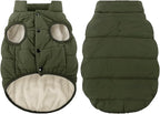ASENKU Windproof Dog Winter Coat Waterproof Fleece Jacket Cold Weather Pet Apparel for Small Medium Large Dogs (ArmyGreen, S)