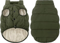 ASENKU Windproof Dog Winter Coat Waterproof Fleece Jacket Cold Weather Pet Apparel for Small Medium Large Dogs (ArmyGreen, L)
