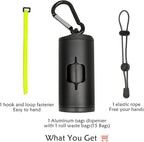 Metal Dog Poop Bag Holder Aluminum Dispenser for Leashes, Hiking & Travel, Lightweight Scratch-Resistant with 3 Attachments and 195 Bags (Black, 1 Holder 15 Bags)