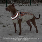FUAMEY Dog Coat for Small Dogs,Waterproof Dog Winter Jacket with Harness Built in Puppy Cold Weather Coats Reflective Pet Vest with Zipper Warm Fleece Dogs Snowsuit Windproof Red Plaid S