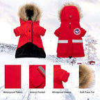 PINA Small Dog Coats - Waterproof & Windproof Dog Jacket, Winter Coat with Flannel Lining & Faux Fur Hood