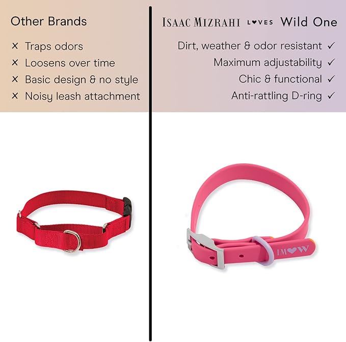 Wild One Dog Collar, Easy-Clean, All Weather Flex-Poly Strap with Metal, Durable, Dirt and Odor Resistant (Cosmopolitan, XL)