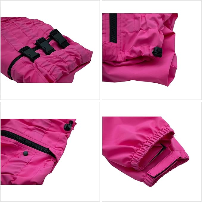 Dogs Waterproof Jacket, Lightweight Waterproof Jacket Reflective Safety Dog Raincoat Windproof Snow-Proof Dog Vest for Small Medium Large Dogs Rosered 4XL