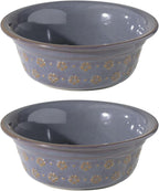 6.3inch Ceramic Set of 2 Dog Bowls, Food and Water Bowls for Small and Medium Dog, 2pcs Basic Dog Bowl, Wide Opening Rounded Edge (2 Bowls, Reactived Glaze -Grey)