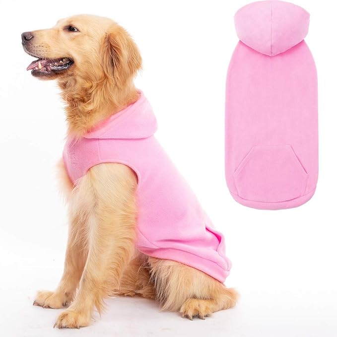 EXPAWLORER Dog Hoodie Fleece Sweater Vest, Hooded Dog Sweatshirt Fall Winter Pet Clothes with Leash Ring, Sleeveless Warm Cozy Puppy Clothing for Cat Small Medium Large Dogs Girl Boy, Pink S