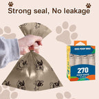 Thick Strong Leak Proof Waste Bag for Dogs with Holder-270 CoffeeLarge Poop Bags,Biodegradable Dog Poo Bags with Corn Starch Blended Compostable Bag