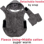Fleece Dog Hoodie for Small Medium Dogs Super Warm Puppy Jacket for Cold Winter Dog Coats,Grey M