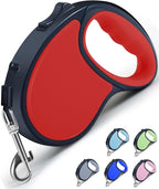 Retractable Dog Leash,[Strong Nylon Tape][One-Handed One Button Lock] for Small Medium Dogs and Cats,16ft Pet Walking Leash with 360°Tangle-Free Design,Anti-Slip Handle,Gift Package (Red)