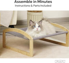 7 Ruby Road Elevated Cat Bed Cot with 2 Washable Covers, Wooden Cat Hammock Bed Chair, Modern Raised Pet Beds & Furniture for Indoor and Large Cats, Kitten, Dog, Puppy and Small Dogs