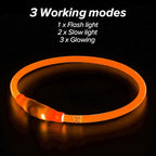 BSEEN LED Dog Collar, USB Rechargeable Glowing Pet Collar, TPU Cuttable Dog Safety Lights for Small Medium Large Dogs (Orange),70cm