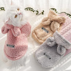 Cat Bunny Ears Costume Cute Dog Kitten Hoodies Sweater Rabbit Ears Puppy Pet Apparel (X-Large,Pink)