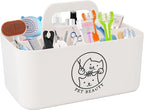 Minimalist White Dog Cat Grooming Supplies Organizer, Portable Caddy with 5 Compartments