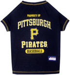 MLB Pittsburgh Pirates Dog T-Shirt, Large. - Licensed Shirt for Pets Team Colored with Team Logos. - Premium Stretchable Materials for The Comfort of Your Dog & cat.