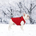 Geyecete Dog Bulldog Clothes Dog Cotton Padded Coat Thick Winter Warm Vest Waistcoat Cold Weather Jacket Clothing for French Bulldog Coat-Red-S