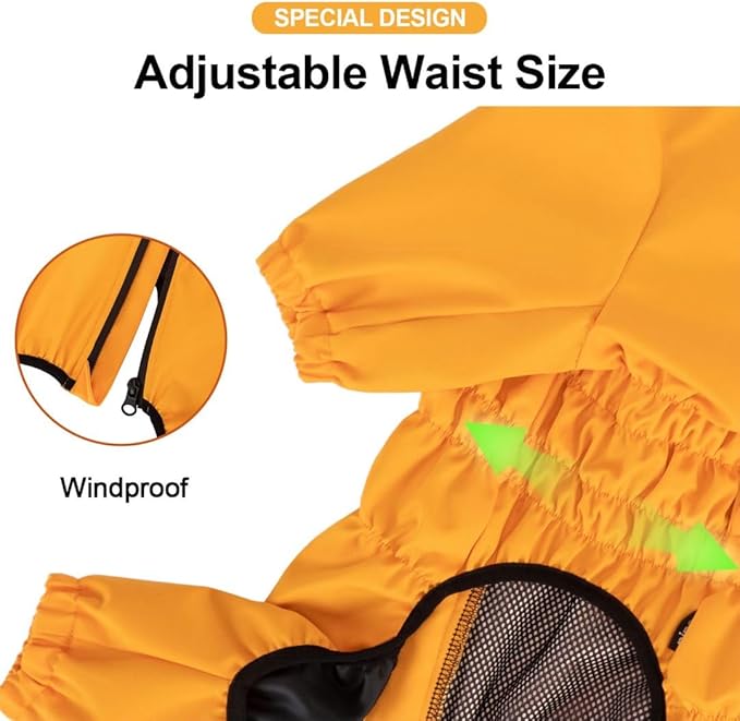 PINA Dog Raincoat - Waterproof Dog Jacket with Hood, Lightweight with Leash Hole, Poncho with Reflective Strap and Pocket for Wet Weather, Full Wrap Design for Full Protection