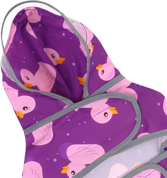 HDE Dog Raincoat with Clear Hood Rain Jacket Poncho for Small Medium Large Dogs Ducks Purple - S