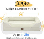 Washable Orthopedic Large Dog Bed - Removable Waterproof Cover with Bolster Machine Washable Extra Large Dogs Beds Foam Support XL Big Pet Beds
