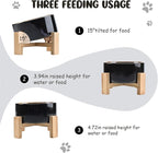 SPUNKYJUNKY 15° Slanted Ceramic Dog and Cat Bowl with Wooden Stand, Tilted Bulldog Food and Water Bowl No Slip Non-Spill for Cats Medium Dogs Big Face Pets 28.7 OZ (3.6 Cups, Starry Blue)