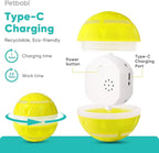 Petbobi Active Rolling Ball for Dogs - 2025 New Upgrade 2 Modes Interactive Dog Toys, USB Rechargeable Motion Activated Self Moving, Durable Pet Ball for Small Medium Large Breeds, LED Light, Yellow