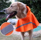 Adjustable Large Dog Raincoat with Strip Reflective - Waterproof Pet Rain Jacket Hoodie Poncho,for Large and Medium Dogs (Orange,M)