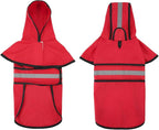 HDE Dog Raincoat Jacket Reflective Adjustable Hooded Pet Poncho Rain Coat with Leash Hole for Small to X-Large Dogs Red - L