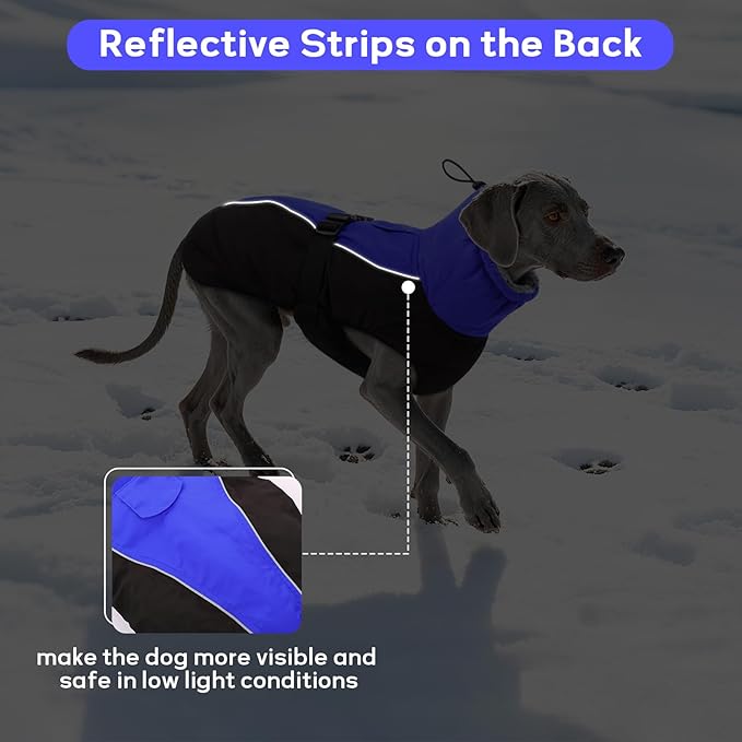 IDOMIK Dog Winter Coat, Reflective Waterproof Dog Jacket for Cold Weather, Warm Pet Coats for Small Medium Large Dogs, High Collar Doggy Fleece Snow Jacket, Winter Vest with Adjustable Buckle,XXL