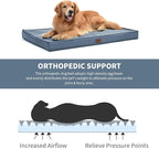 Outdoor Extra Large Dog Bed, Jumbo Waterproof Dog Bed for Large Dogs, Orthopedic Egg Crate Foam Pet Mat with Removable Oxford Cooling Cover, Blue