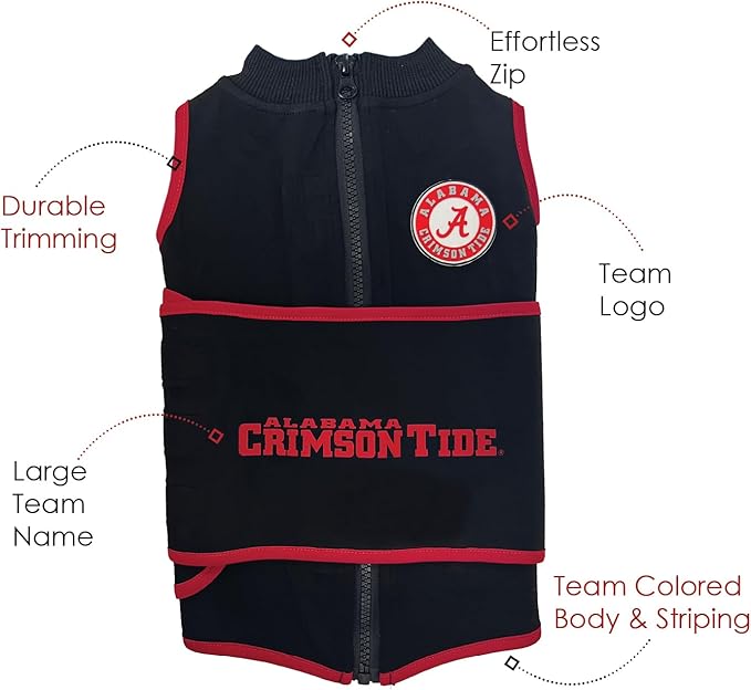 NCAA Alabama Crimson Tide Dog Anxiety Calming Shirt Soothing Vest, Dogs & Cats with Anxiety, Fears, Fireworks, Loud Noises, Dark, Lonely Keeps Dogs Calm & Feeling Safe, Relaxing Jacket, Small