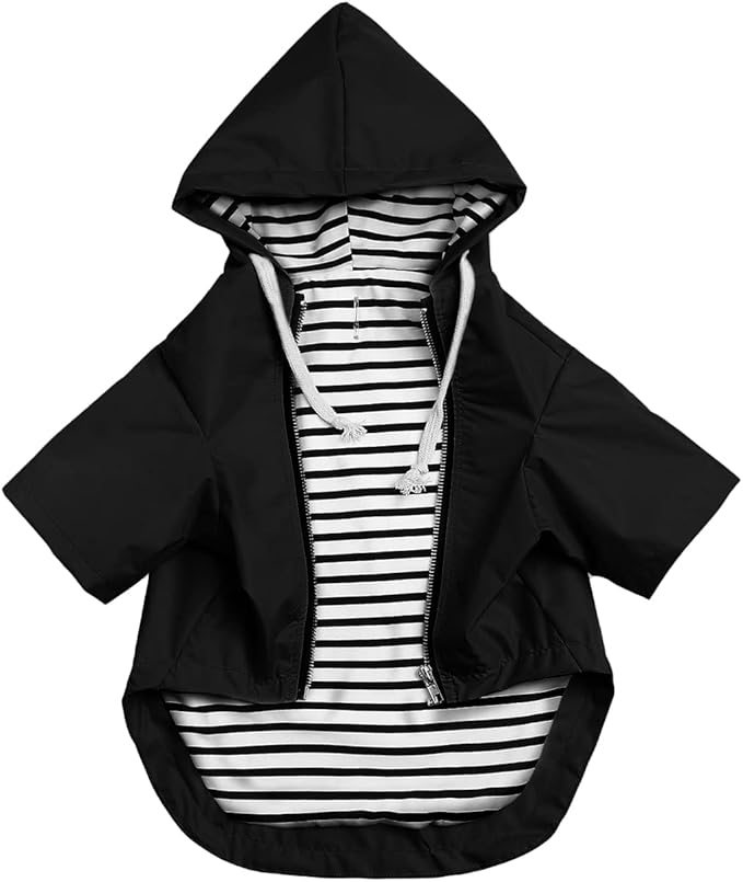Dog Raincoat rain Jacket Raincoat Dogs Waterproof Small Medium Breeds Zip Closure Storage Pocket Harness Hole Black XS