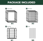 FXW Pawadise Acrylic & Wire Mesh Indoor Dog Playpen, Heavy Duty 32 Inch 8 Panels Metal Dog Pen for Small and Medium Dogs, Black│Patented