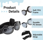 Dog Helmet and Goggles Small Breed, UV Protection Dog Goggles and Motorcycle Helmet with Ear Holes Adjustable Straps for Outdoor Biking, Driving, Black